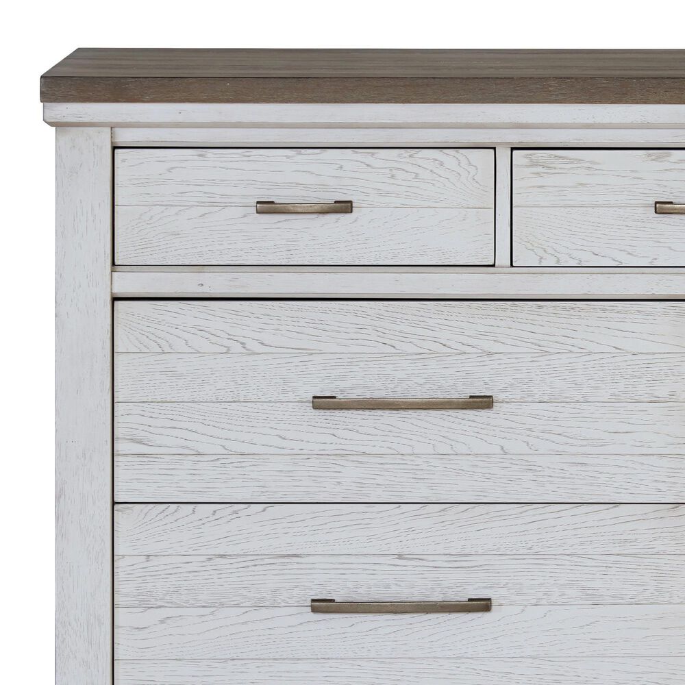 Sasha Lee Traditional 7 Smooth Drawer Dresser in White and Brown, , large
