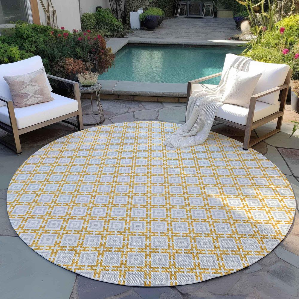 Dalyn Rug Company Marlo 6&#39; Round Gold Indoor/Outdoor Area Rug, , large