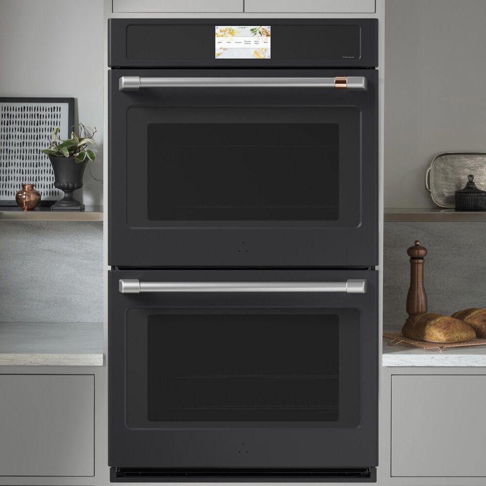 Cafe 2-Piece Kitchen Package with Matte Black 30" Smart Built-In Convection Double Wall Oven and Black 30" Touch Control Induction Cooktop, , large