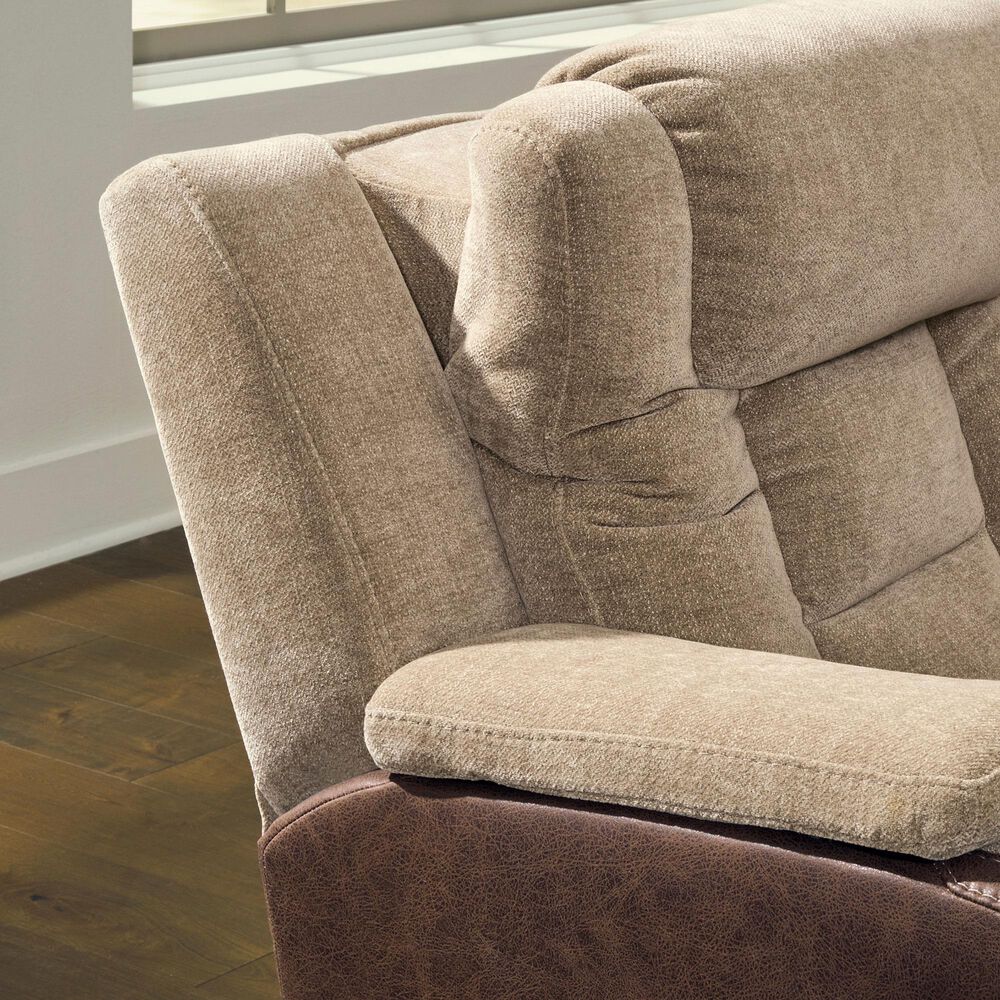 Ashley Mixed Motion Power Reclining Loveseat with Console in Brownstone, , large