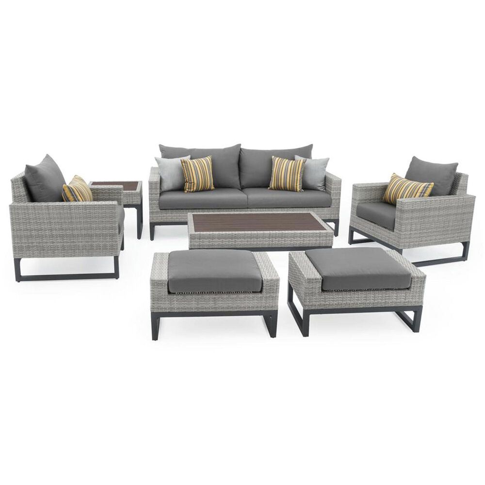 RST Brands Milo 7-Piece Sunbrella Patio Deep Seating Set in Charcoal Grey, , large