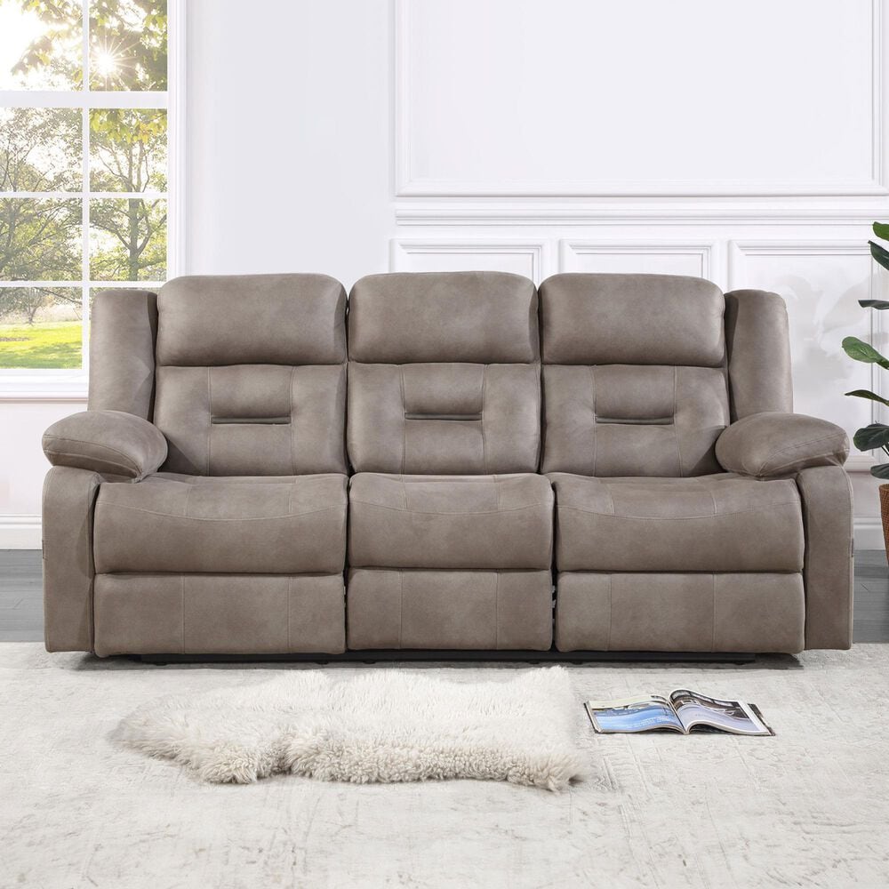 Steve Silver Abilene Manual Reclining Sofa with Drop-Down Console in Tan, , large