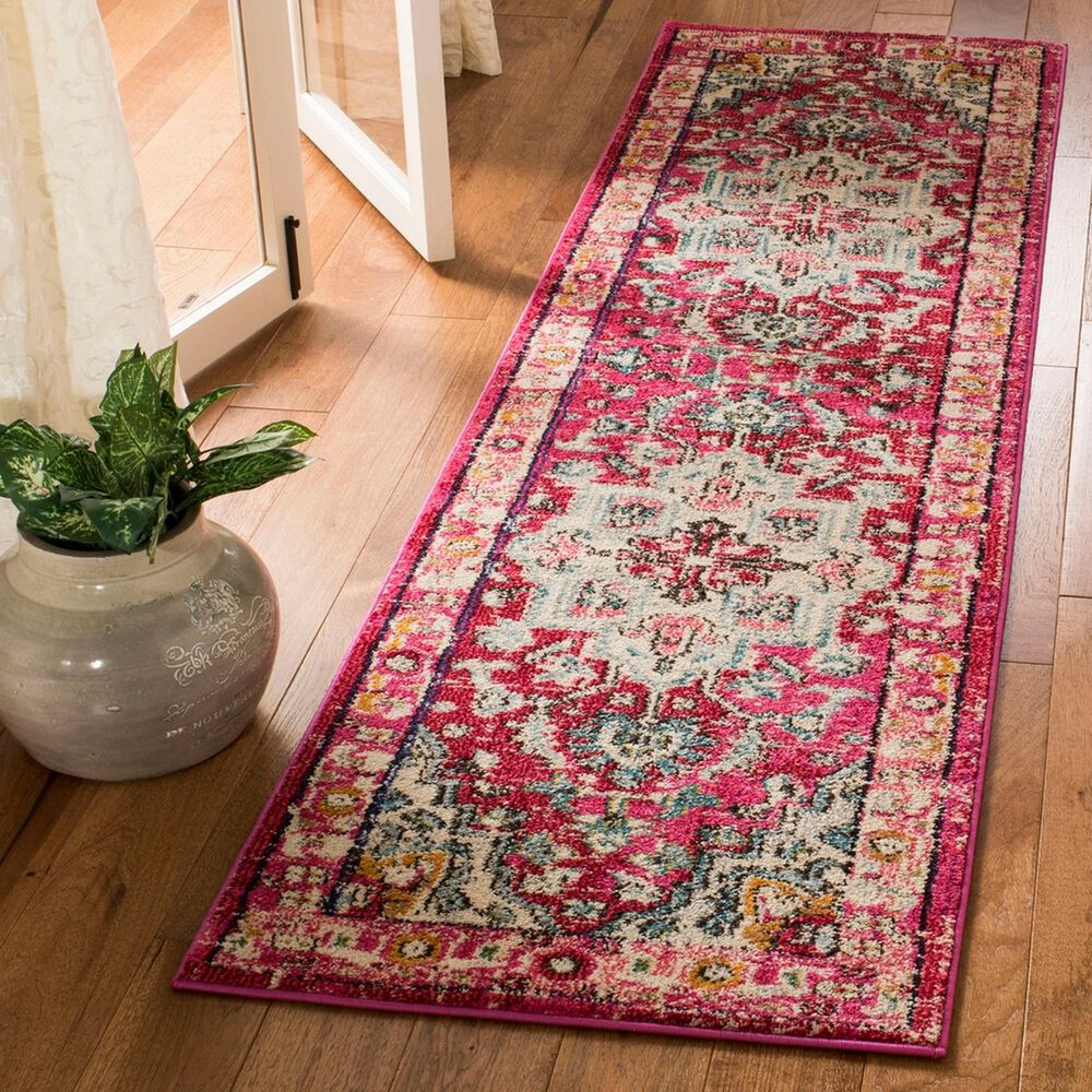 Safavieh Monaco MNC250J-28 2&#39;2&quot; x 8&#39; Fuchsia/Light Blue Runner, , large