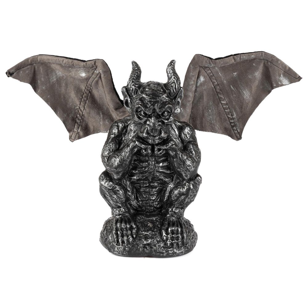 The Gerson Company 12.5&quot;H Battery-Operated Animated Halloween Gargoyle with Sound Sensor in Gray, , large