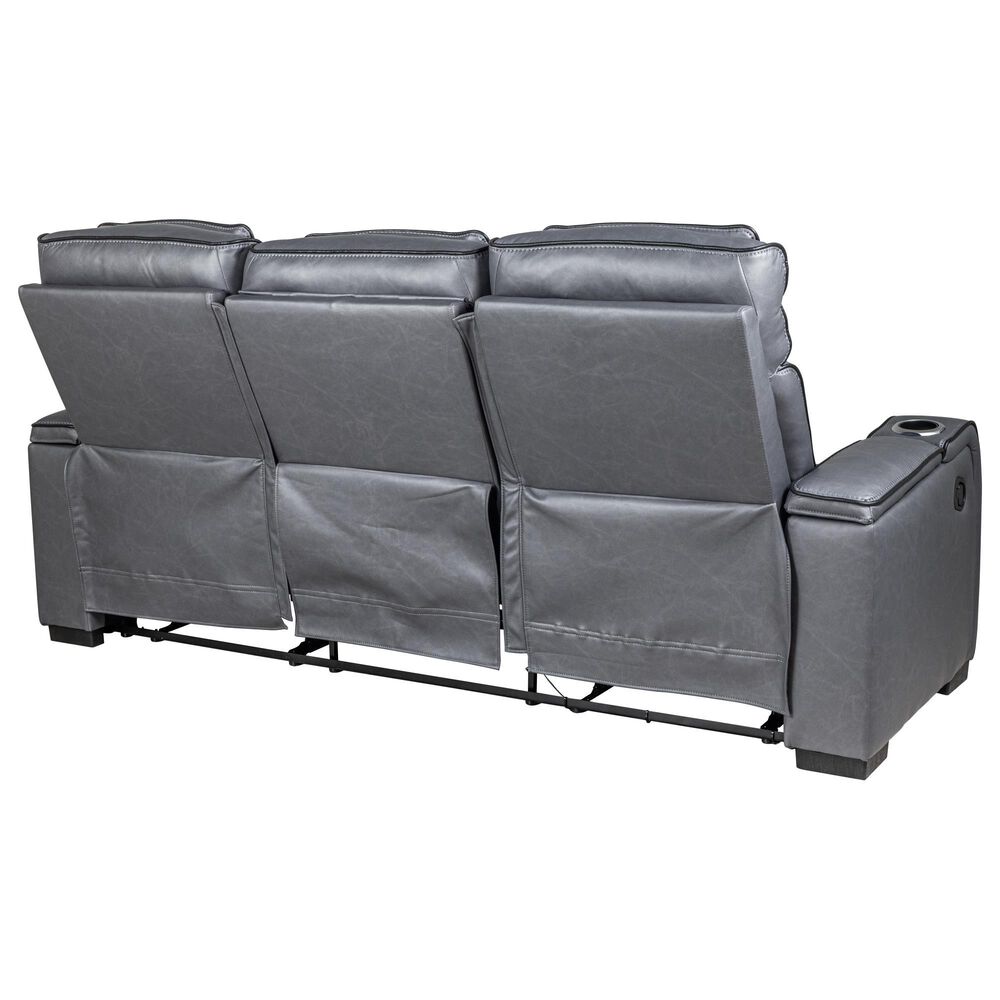Mayberry Hill Blitz Manual Reclining Sofa in Simba Slate and Black Welt, , large