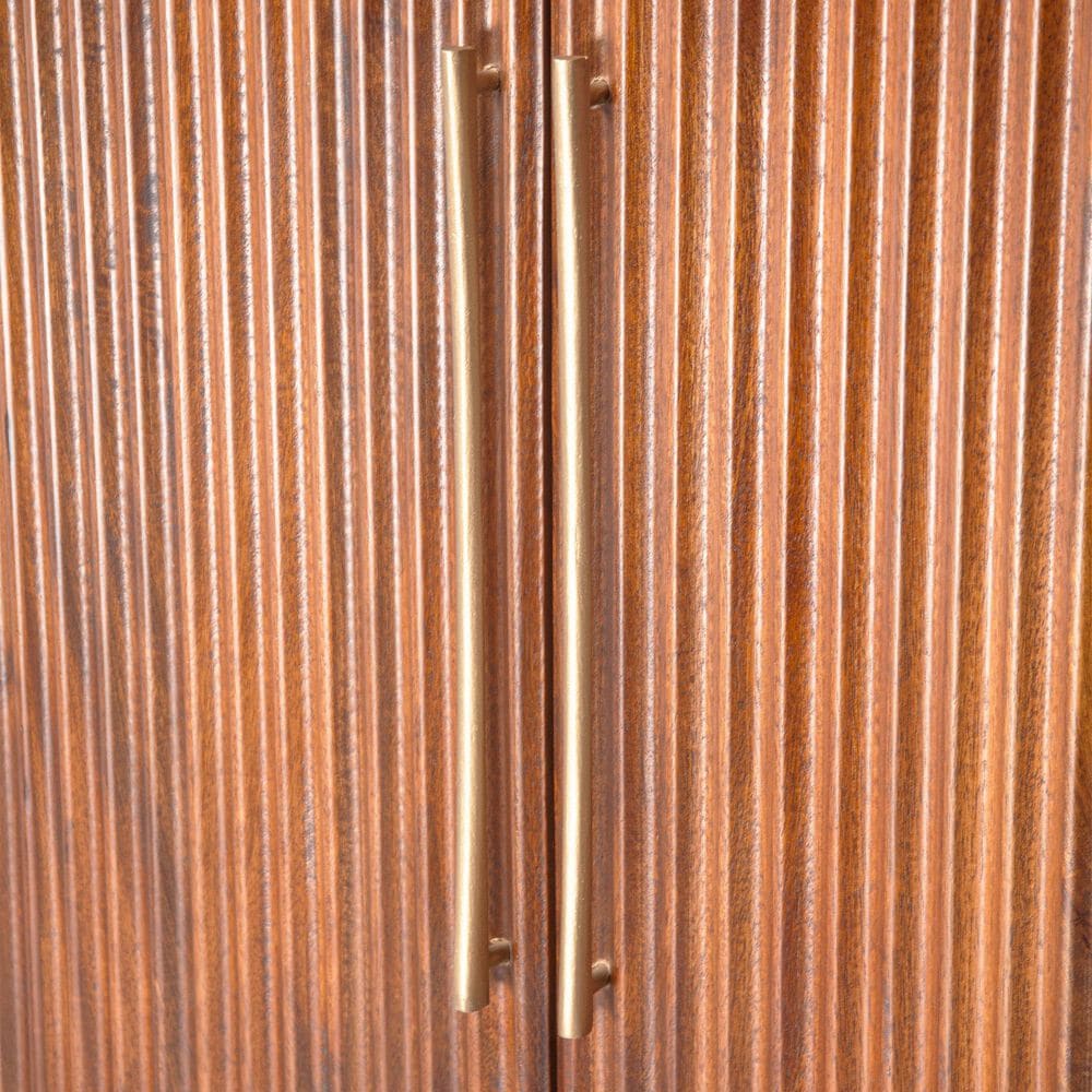 Home Trends &amp; Design Cosmopolitan Bar Cabinet in Honey Brown and Antique Gold, , large