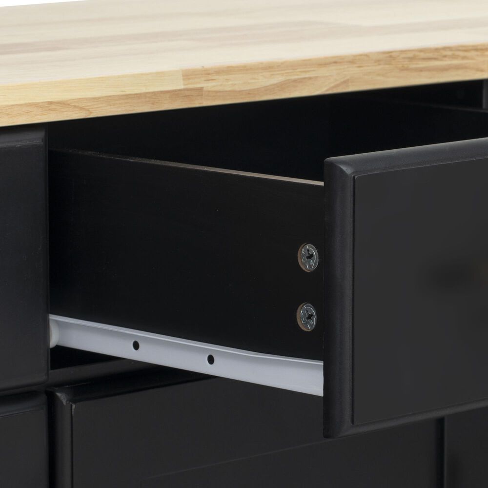 HOMLUX 59.3'' Kitchen Island with Trash Can Storage in Black and Natural, , large