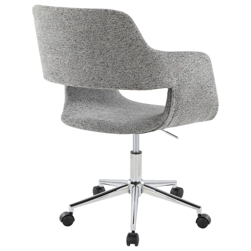 LumiSource Margarite Swivel Task Chair with Grey Fabric Cushion in Chrome, , large