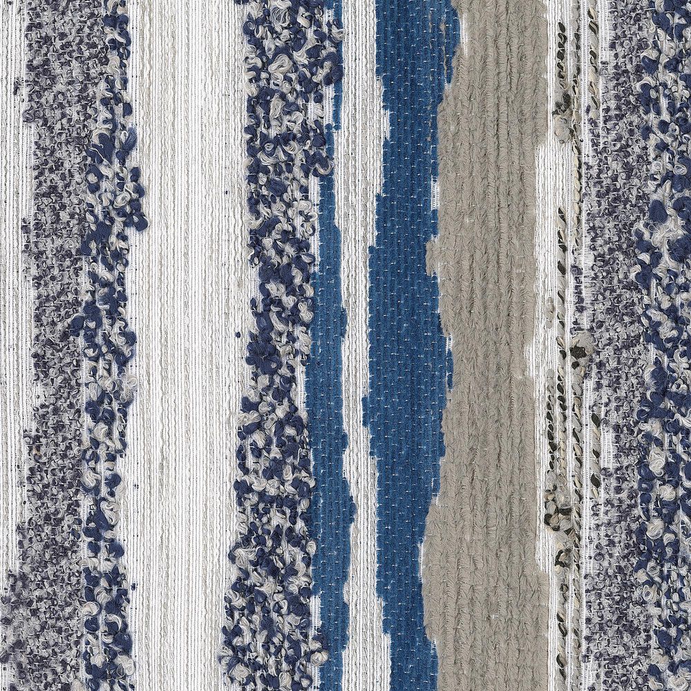 Ashley Half Moon Beach Stationary Loveseat with Blue Cushions in Gray, , large