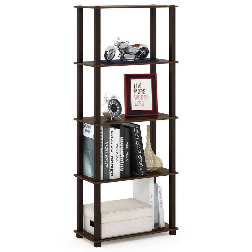 HOMLUX 5-Tier Display Rack in Walnut and Brown, , large