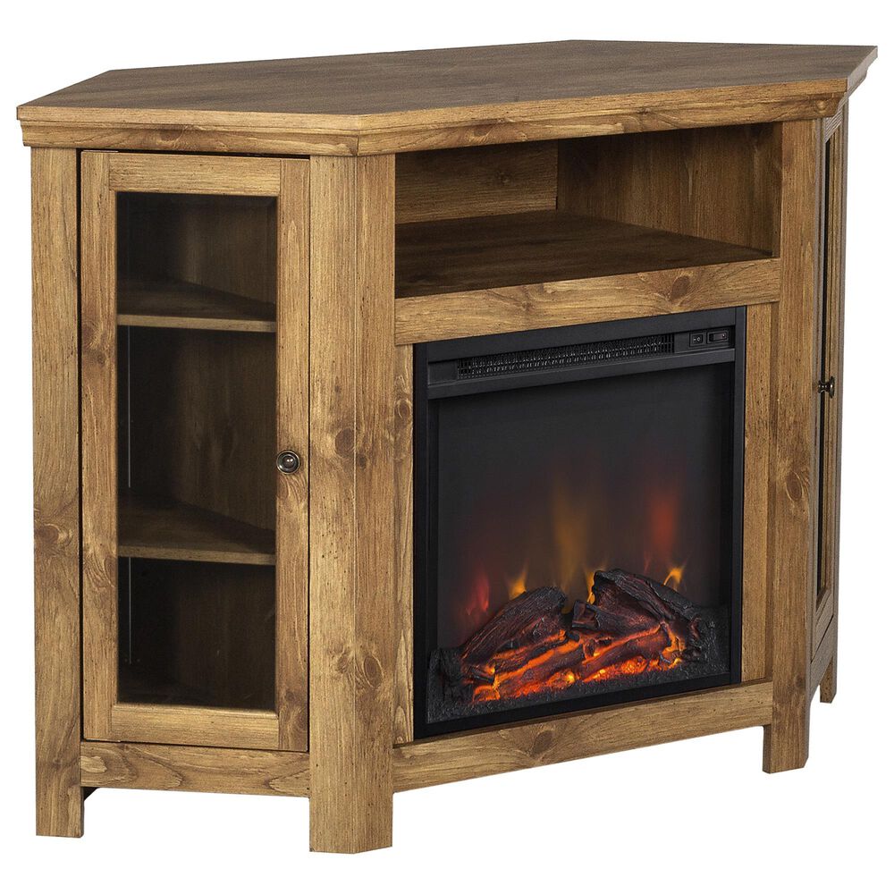 Walker Edison 48" Corner Fireplace TV Stand in Barnwood, , large