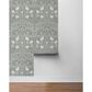 NextWall Stenciled Floral 216" x 20.5" Peel and Stick Wallpaper in Alloy Grey, , large