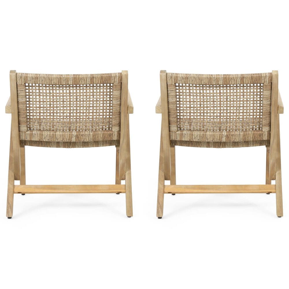 Hearth and Haven Braxton Outdoor Wicker Club Chair with Angular Arms in Light Brown (Set of 2), , large