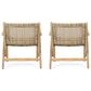 Hearth and Haven Braxton Outdoor Wicker Club Chair with Angular Arms in Light Brown (Set of 2), , large