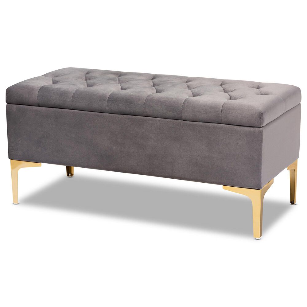 Baxton Studio Valere Storage Ottoman in Grey, , large