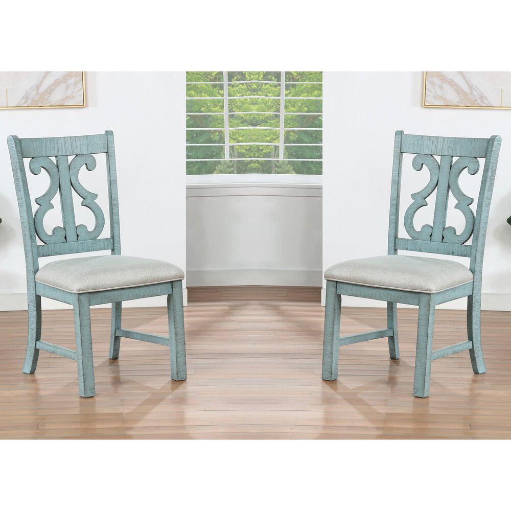 Furniture of America Gross Dining Chair in Antique Light Blue &#40;Set of 2&#41;, , large
