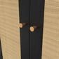 HOMLUX 6-Hook Hall Tree with 2-Rattan Doors in Black, , large