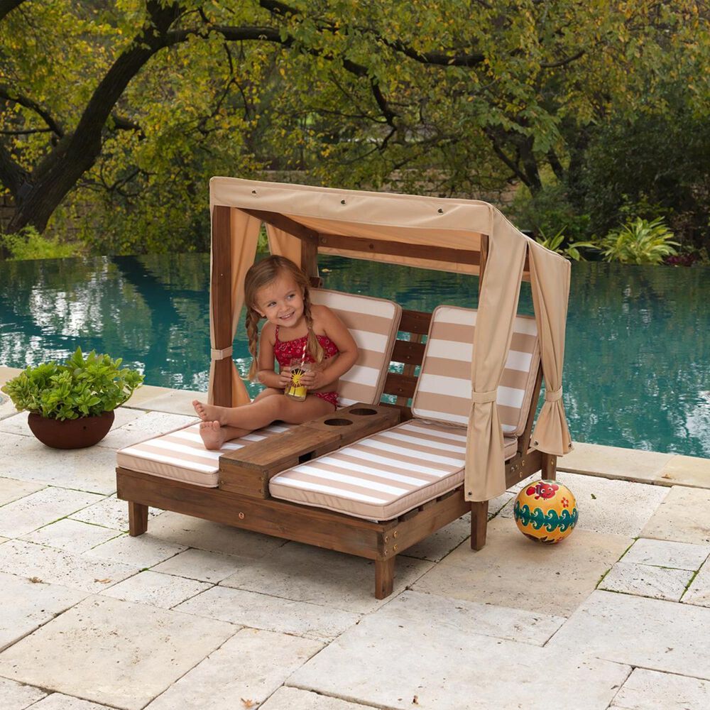 Kidkraft Double Chaise Lounge with Oatmeal Tent in Espresso, , large