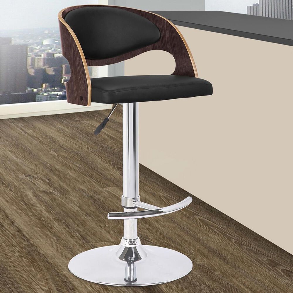 Blue River Malibu Swivel Bar Stool in Black and Dark Oak, , large