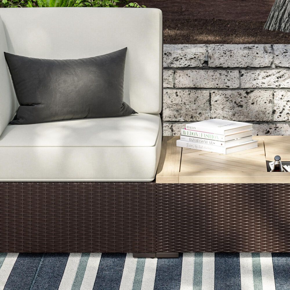 Homestyles Palm Springs 3-Piece Patio Set with Storage Table in Brown, , large