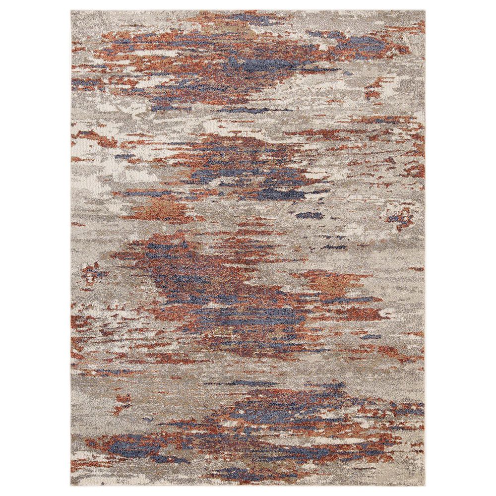 Amer Rugs Jordan 6"7" x 9" Beige Rust Area Rug, , large