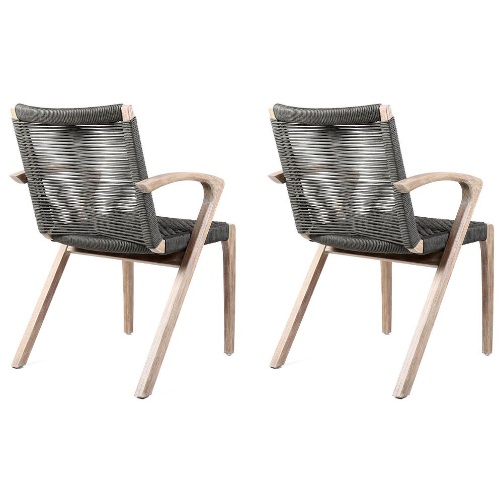 Armen Living Brielle Outdoor Dining Chair with Charcoal Rope in Light Eucalyptus (Set of 2), , large