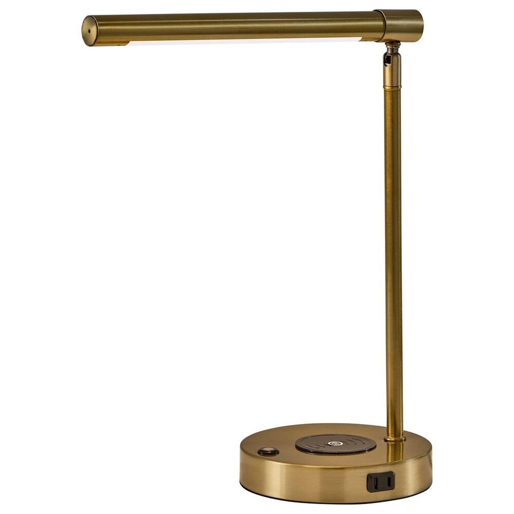 Adesso Dax LED Wireless Charging Desk Lamp in Antique Brass, , large