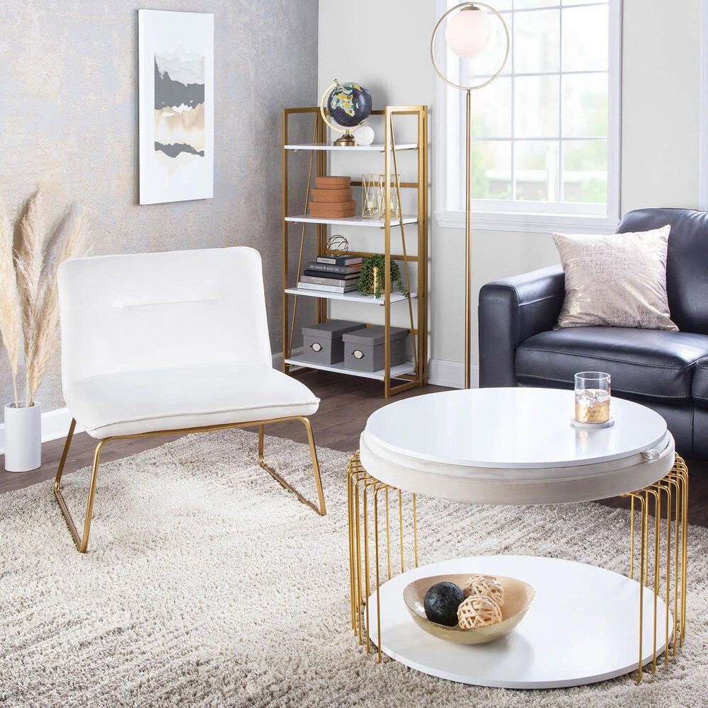 Lumisource Casper Accent Chair in Cream Velvet and Gold, , large