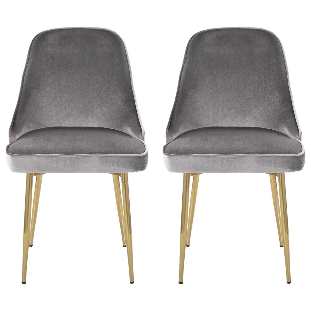 LumiSource Marcel Side Chair with Silver Velvet Cushion in Gold (Set of 2), , large
