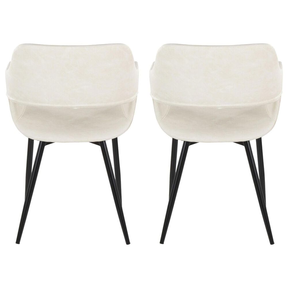 LumiSource Margarite Contemporary Dining/accent Chair in Black Metal and Cream Faux Leather by LumiSource - Set of 2, , large
