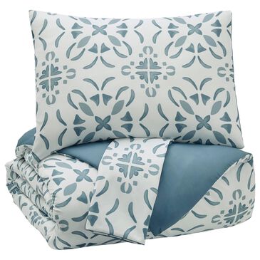 Signature Design by Ashley Adason 3-Piece King Comforter Set in Blue and White, , large