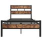 Hearth and Haven Twin Platform Bed with Metal Slats Support in Black and Brown, , large