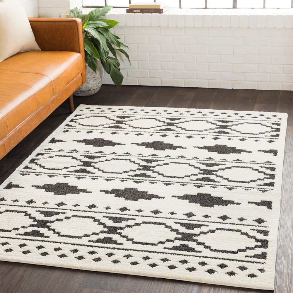 Surya Moroccan Shag MCS-2305  7&#39;10&quot; x 10&#39;3&quot; Black and White Area Rug, , large