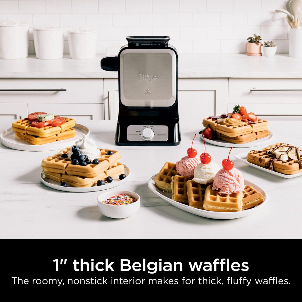 Ninja Belgian Waffle Maker Pro NeverStick in Black and Stainless Steel, , large