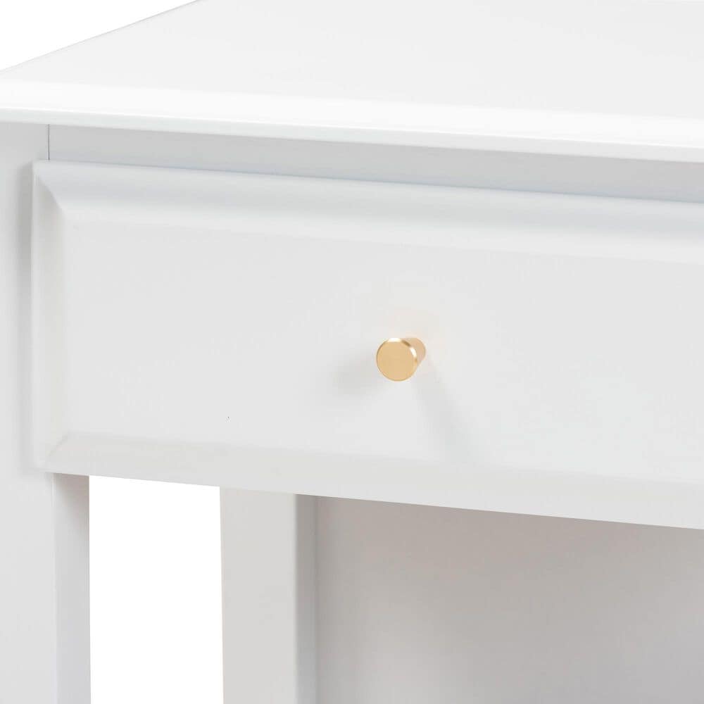 Baxton Studio Naomi 1-Drawer Nightstand in White, , large