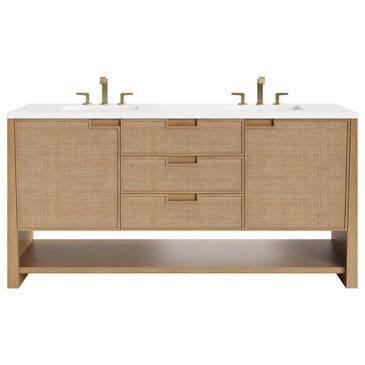 James Martin Vanities Solene 72" Double Bathroom Vanity in Seaside Oak with 3 cm White Zeus Quartz Top and Rectangular Sinks, , large