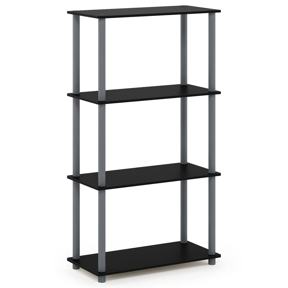 HOMLUX Turn-N-Tube 4-Tier Multipurpose Shelf Display Rack in Black and Grey, , large