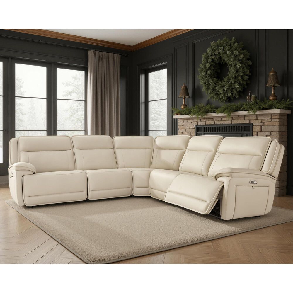 Ashley Double Deal 5-Piece Power Symmetrical Reclining Sectional in Almond, , large