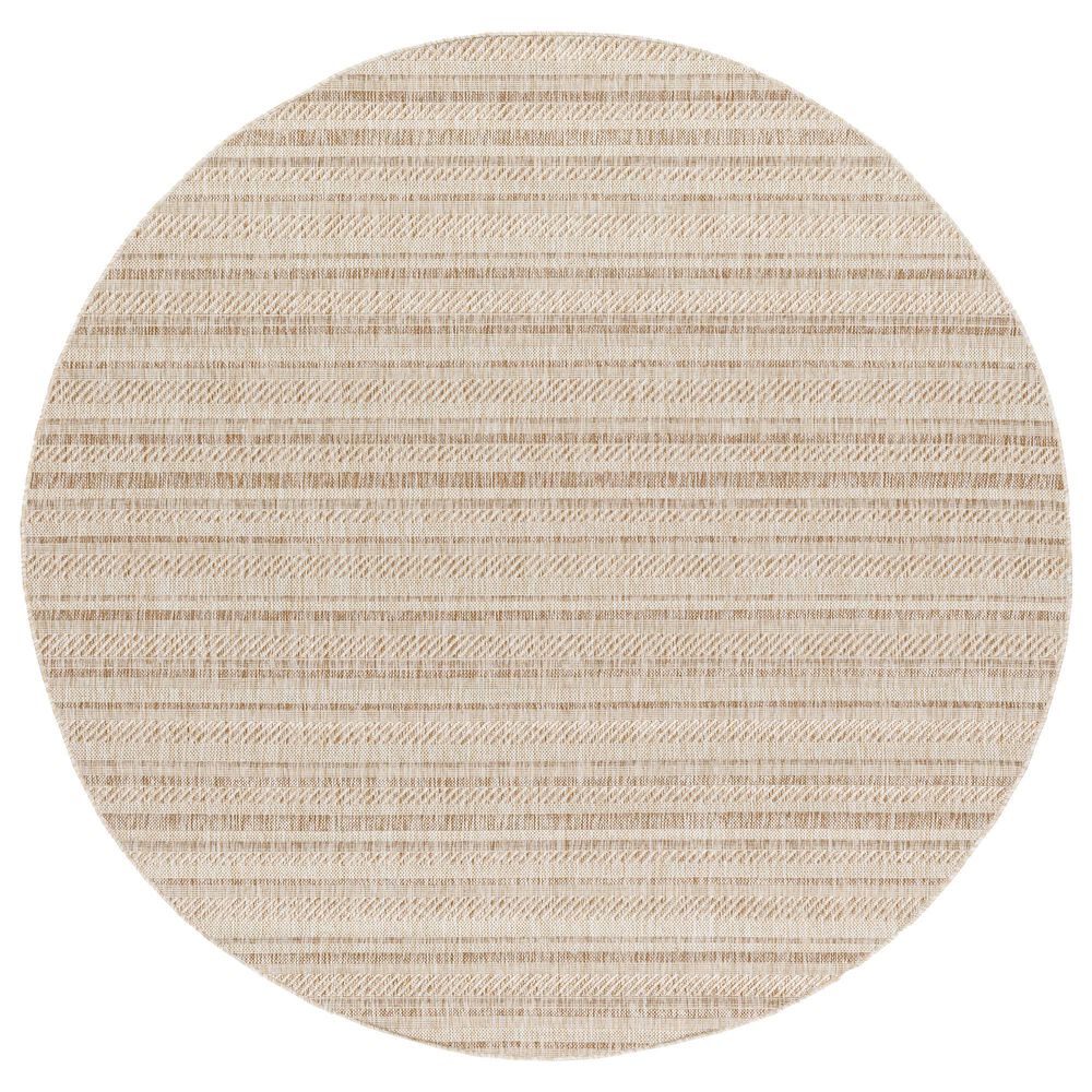 Surya Eagean EAG-2409 Light Beige, Brown, Cream and Light Brown 5"3" Round Indoor/Outdoor Area Rug, , large