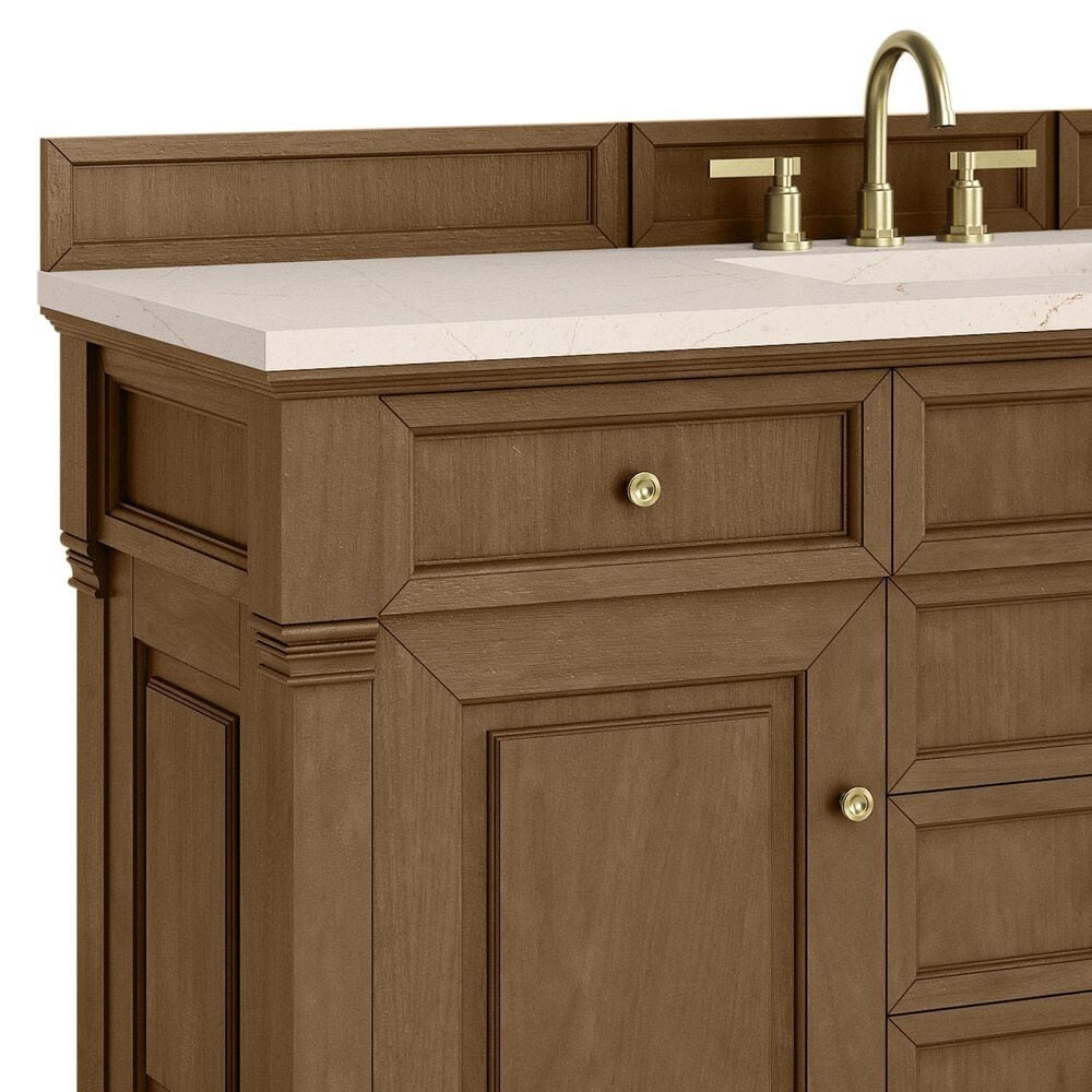 James Martin Vanities Brookfield 60&quot; Single Bathroom Vanity in Honey Oak with 3 cm Eternal Marfil Quartz Top and Rectangular Sink, , large