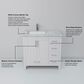 Lexora Home Jacques 36" Left Offset Single Bathroom Vanity in White with 2 cm White Carrara Marble Top and Rectangular Sink, , large