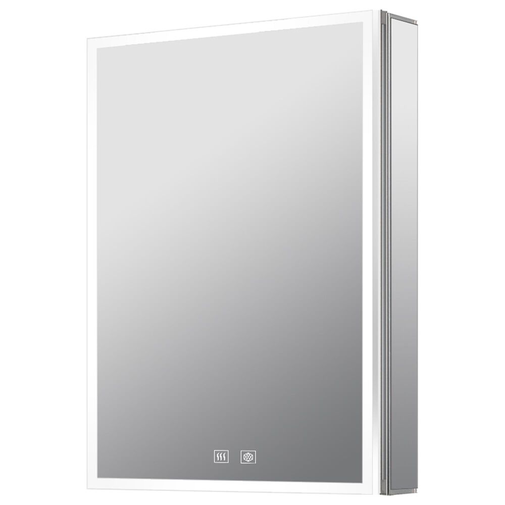 Lexora Home Mesa 20" x 32" LED Mirror Medicine Cabinet with Defogger in Aluminium, , large