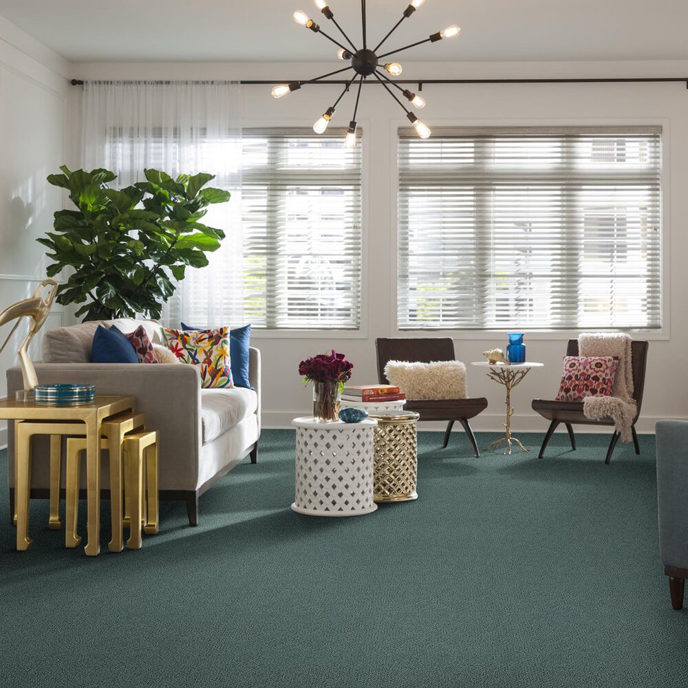 Shaw Detailed Statement Loop Carpet in Washed Turquoise, , large