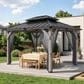 HOMLUX 10" x 12" Patio Hardtop Gazebo with Wood Posts in Light Gray, , large
