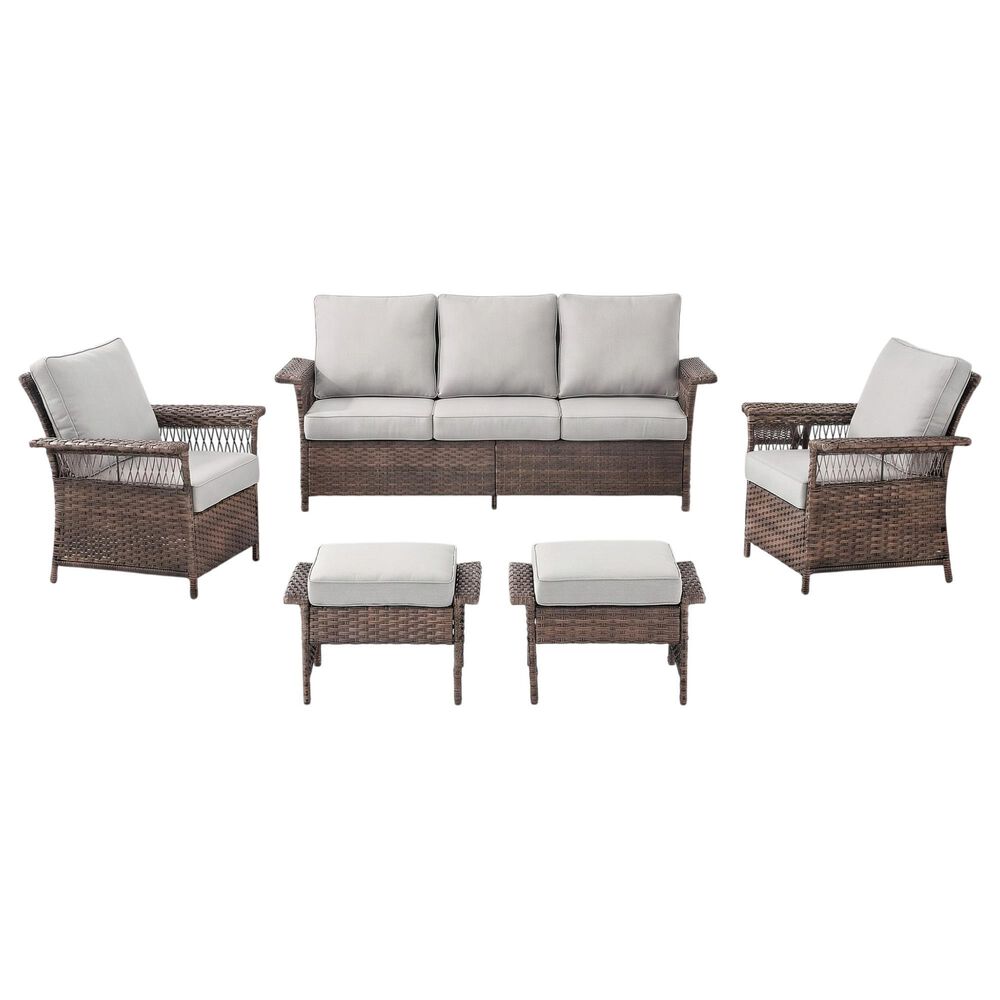 Sunwell Garden 5-Piece Patio Conversation Set with Stationary Chairs in Beige, , large