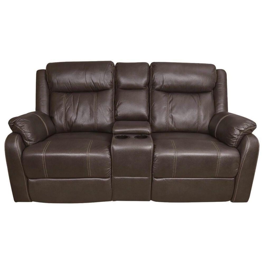 Klaussner Domino Reclining Loveseat with Console in Valor Chocolate, , large