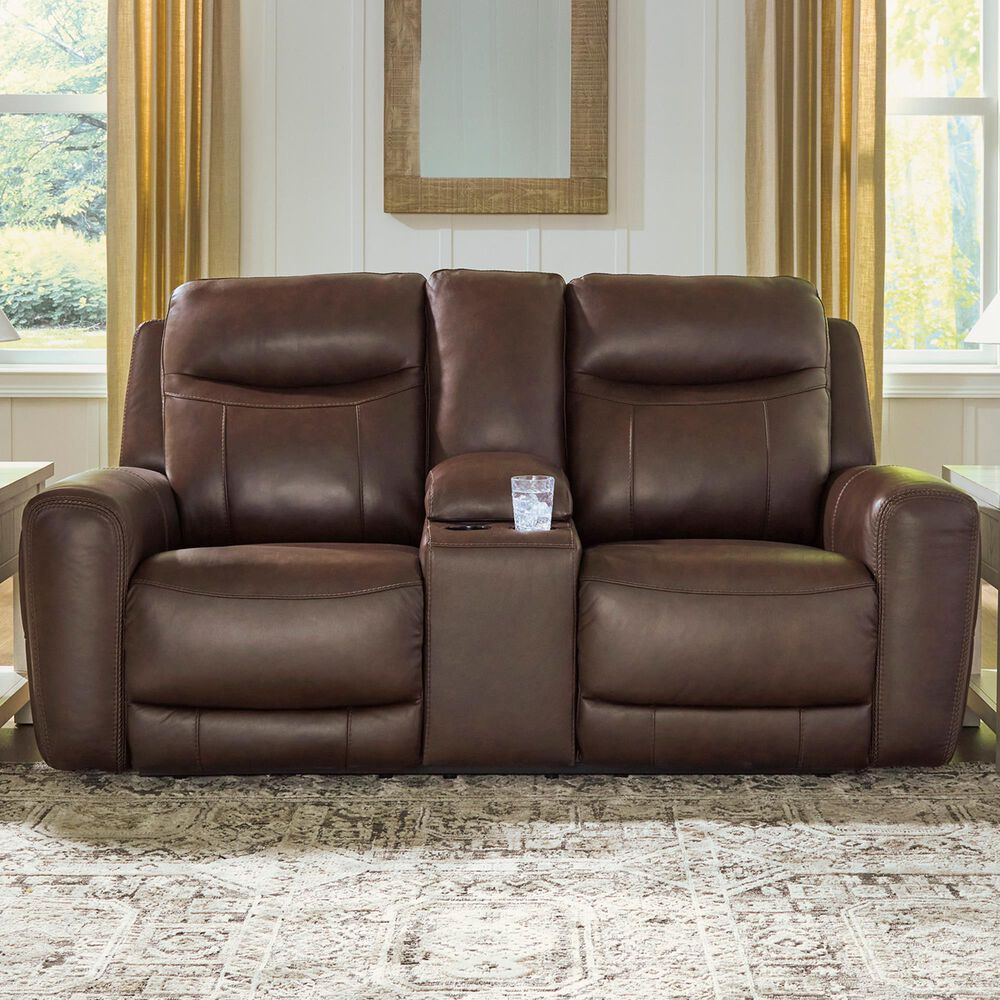 Ashley Gravier Power Reclining Loveseat with Console and Adjustable Headrest in Cordova, , large