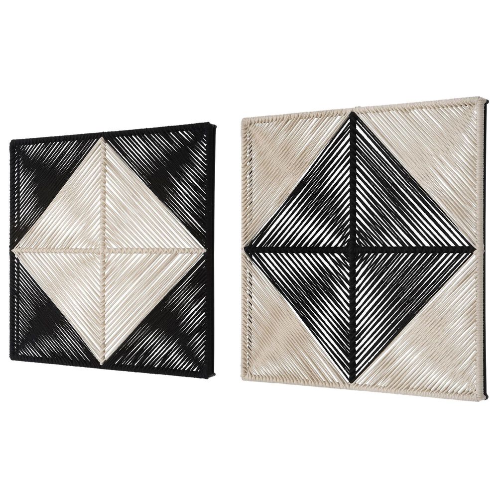 Uttermost Seeing Double Rope Wall Squares in Black and Off White &#40;Set of 2&#41;, , large