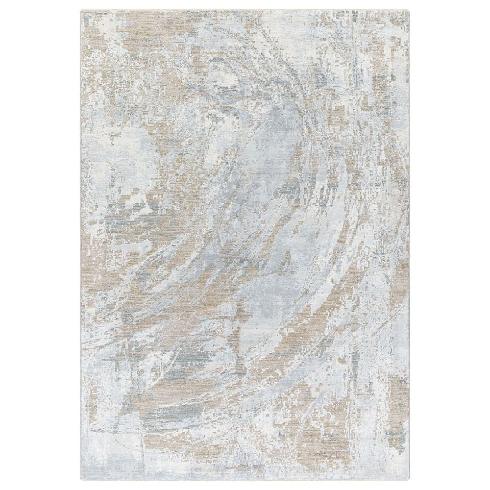 Surya Brunswick Cream, Taupe, Tan, Light Slate, Blue and Gray 12" x 15" Area Rug, , large