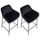 LumiSource Daniella Bar Stool with Black Velvet Upholstery in Black (Set of 2), , large